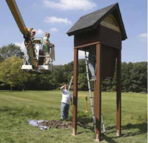 A photo of the Hammel Woods Park bat condo from the Herald News (By J. Patsch)