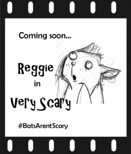 A drawing of an animated bat character named Reggie from the upcoming animation "very Scary.