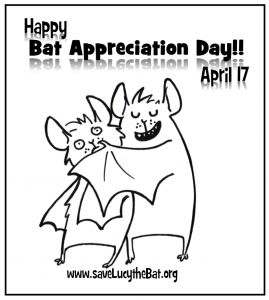 A cartoon of bats hugging for National Bat Appreciation Day
